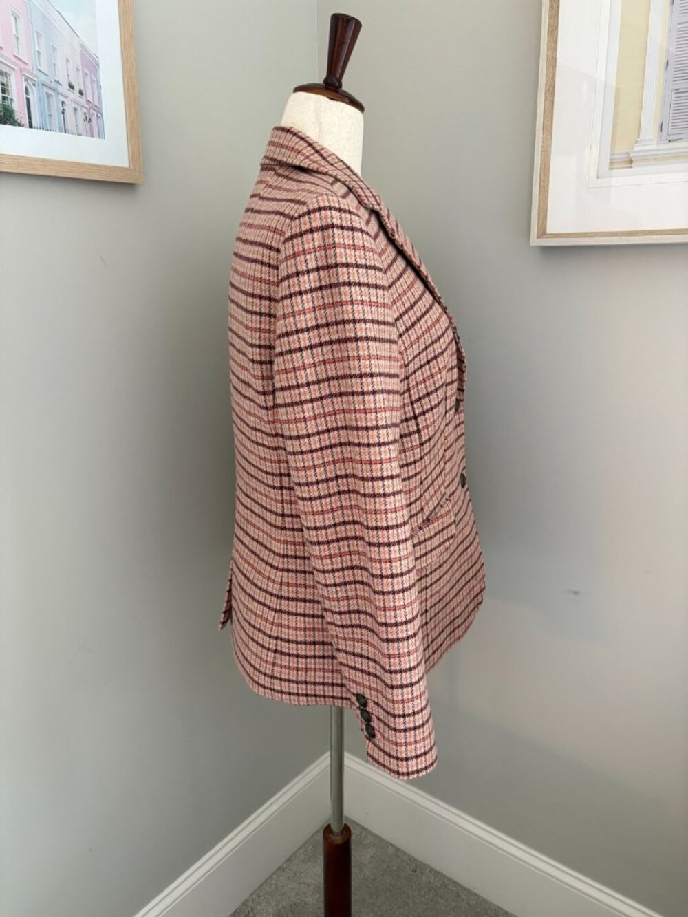 Talbots Wool Blend Plaid Blazer Size 12 Crest Button Lined Academic Equestrian - Picture 5 of 15